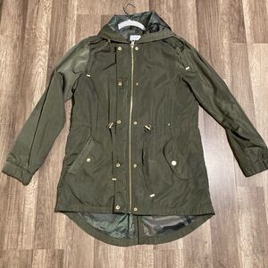 Time and Tru Dark Green Rain Jacket